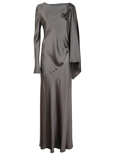 Alberta Ferretti One-shoulder Evening Dress In Gray