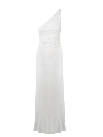 Alberta Ferretti One Shoulder Long Dress In White