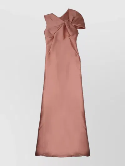 Alberta Ferretti One Shoulder Mikado Gown Floor Length Bow In Pink