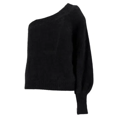 Alberta Ferretti One Shoulder Sweater In Black Wool