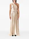 Alberta Ferretti Sculptural One-shoulder Velvet Evening Dress In Gold