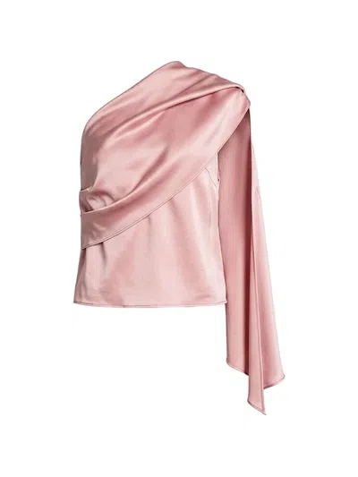 Alberta Ferretti One-shoulder Draped Blouse In Pink