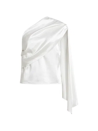 Alberta Ferretti One-shoulder Draped Blouse In White