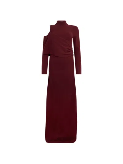 Alberta Ferretti One-shoulder Draped Maxi Dress In Burgundy