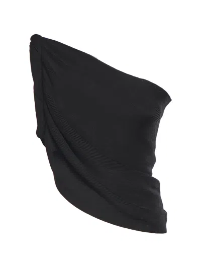 Alberta Ferretti One-shoulder Wool Blend Top In Black