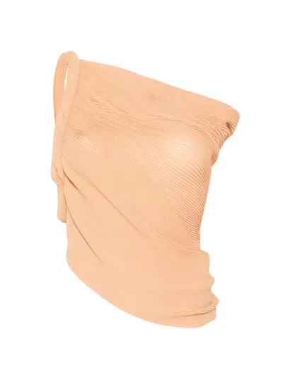 Alberta Ferretti One-shoulder Draped Top In Neutral