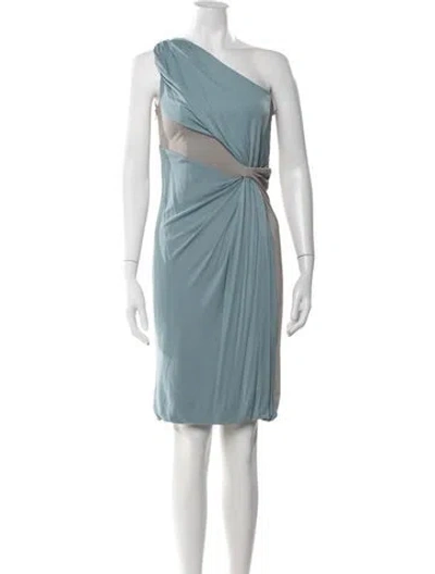 Pre-owned Alberta Ferretti One-shoulder Knee-length Dress In Gray