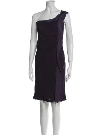 Pre-owned Alberta Ferretti One-shoulder Knee-length Dress In Purple
