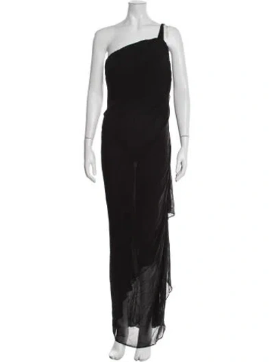 Pre-owned Alberta Ferretti One-shoulder Long Dress In Black