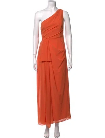 Pre-owned Alberta Ferretti One-shoulder Long Dress In Orange