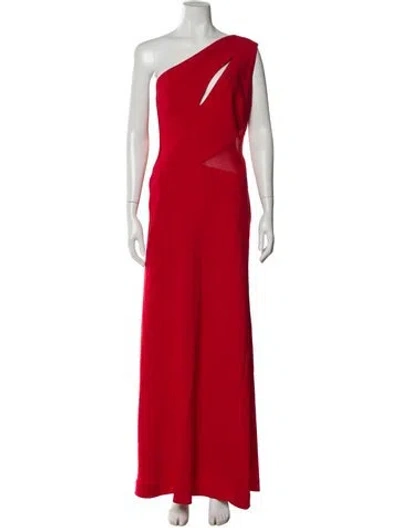 Pre-owned Alberta Ferretti One-shoulder Long Dress In Red