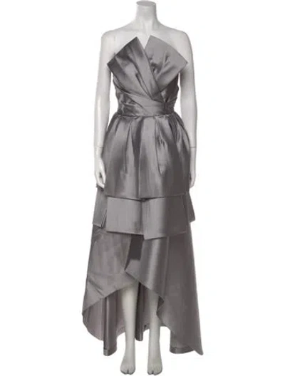 Pre-owned Alberta Ferretti One-shoulder Long Dress W/ Tags In Gray