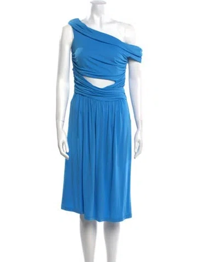 Pre-owned Alberta Ferretti One-shoulder Mini Dress W/ Tags In Blue