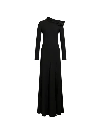 Alberta Ferretti Off-the-shoulder Maxi Dress With A Slit In Black