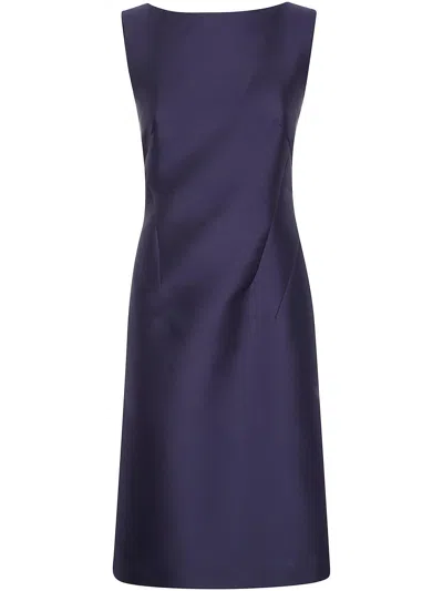 Alberta Ferretti Silk-satin Dress In Blue