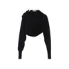 Alberta Ferretti Open Front Black Wool And Silk Cardigan In Black