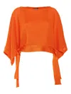 Alberta Ferretti Fluid Orange Top With Stylish Side Ties In Orange