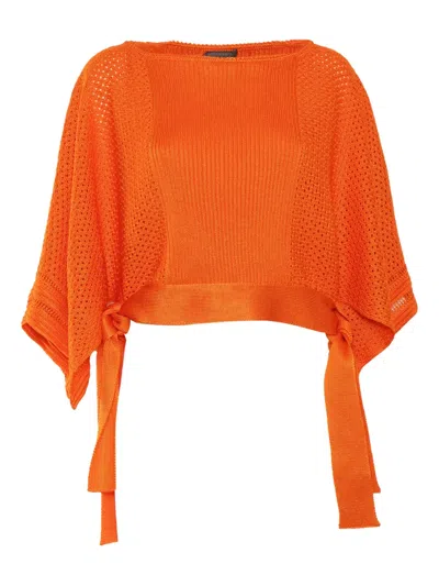 Alberta Ferretti Fluid Orange Top With Stylish Side Ties