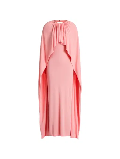 Alberta Ferretti Open-back Cape Maxi Dress In Pink