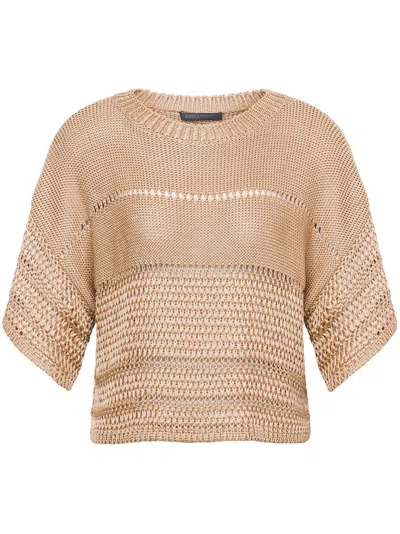 Alberta Ferretti Pullover Mit Lochstrickmuster In Nude