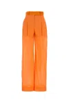 Alberta Ferretti Cotton Palazzo Pant Back Pockets In Orange