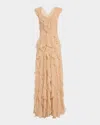 Alberta Ferretti Ruffled Gown In Pink