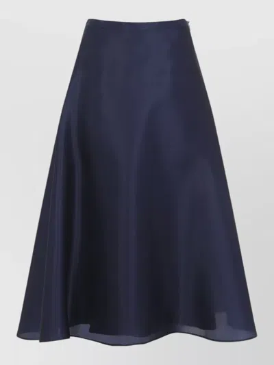 Alberta Ferretti Organza Midi Skirt A Line Satin In Blue
