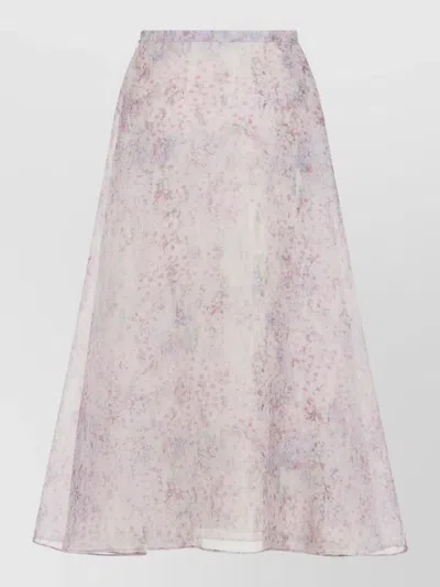 ALBERTA FERRETTI ORGANZA MIDI SKIRT FLORAL PATTERN