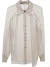 Alberta Ferretti Organzed Organic Chiffon Shirt In Beige