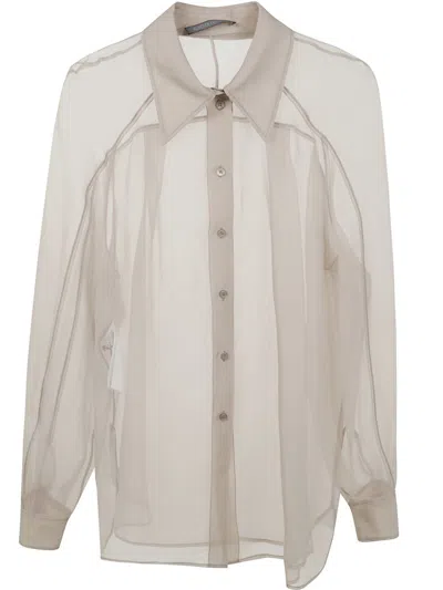 Alberta Ferretti Organzed Organic Chiffon Shirt Clothing In Beige