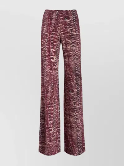 Alberta Ferretti Organzine Trousers Flared Tie-dye Print In Purple