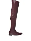 Alberta Ferretti Over-the-knee Leather Boots In Burgundy