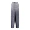 Alberta Ferretti Oversized Denim Print Habotai Pants In Blue