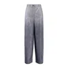 Alberta Ferretti Oversized Denim Print Habotai Pants In Blue