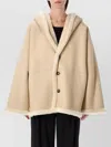 Alberta Ferretti Oversized Hooded Reversible Shearling Jacket In Neutral