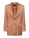Alberta Ferretti Oversized Single-breasted Satin Jacket In Nude & Neutrals