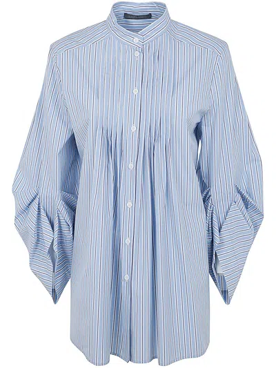 Alberta Ferretti Oversized Striped Shirt In Light Blue