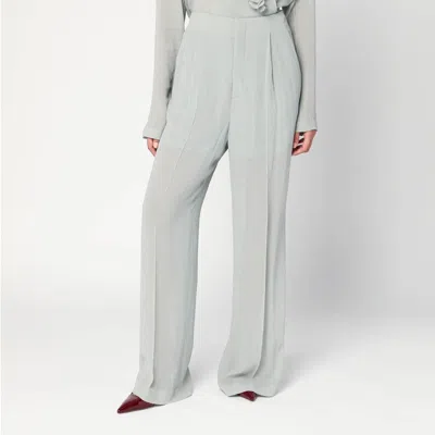 Alberta Ferretti Palazzo Pants In Ice Color Crêpe In Green