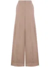 Alberta Ferretti Cappuccino Stretch Cotton Wide-leg Pant In Nude