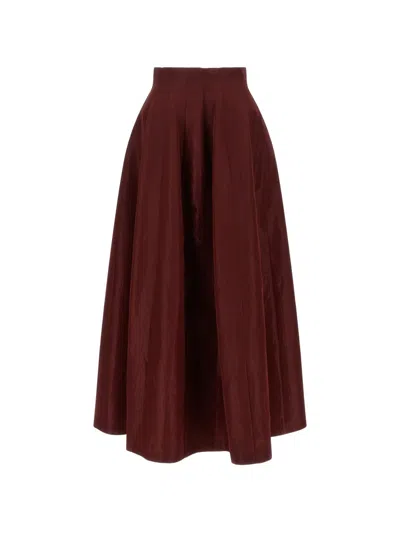 Alberta Ferretti High Waist Midi Pleated A Line Skirt In Brown