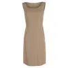Alberta Ferretti Paneled Sleeveless Shift Dress In Brown Wool In Brown