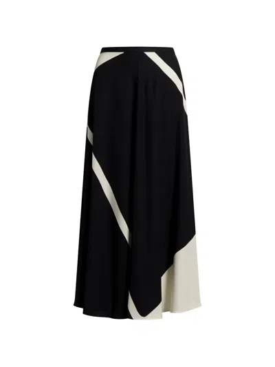 Alberta Ferretti Panelled Midi Skirt In Black
