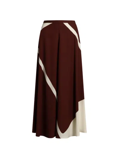 Alberta Ferretti Panelled Midi Skirt In Brown