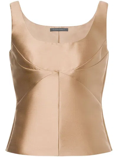 Alberta Ferretti Panelled Satin Top In Neutrals