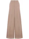 Alberta Ferretti Cappuccino Stretch Cotton Wide-leg Pant In Beige