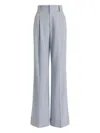 Alberta Ferretti High Waist Pleated Trousers Belt Loops In Blue