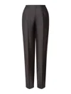 Alberta Ferretti Satin Trousers Embroidered Lapel In Brown