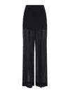 Alberta Ferretti High-waisted Silk Pants With Sheer Overlay In Black