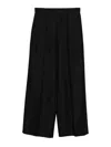 Alberta Ferretti Wide-leg Wool Blend Trousers With High Waist In Black