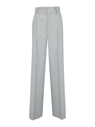 Alberta Ferretti Viscose And Silk Blend Tweed Suit Trousers In Blue